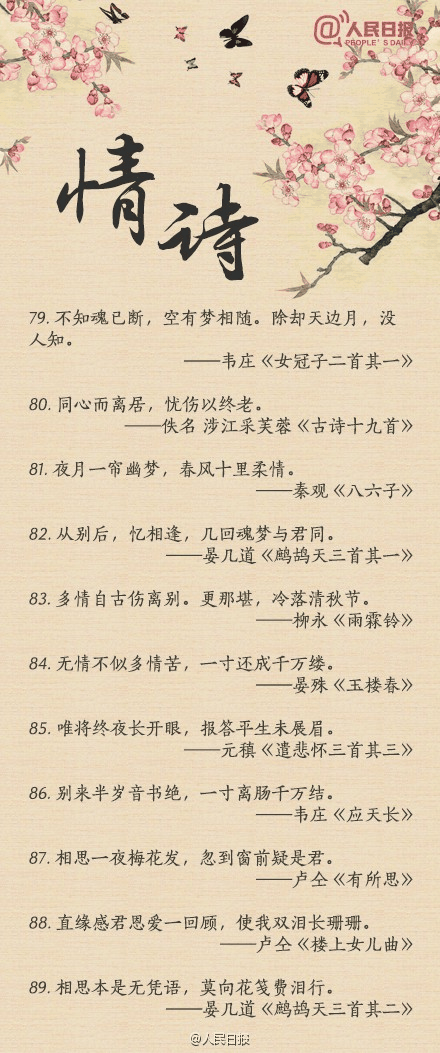 人民日?qǐng)?bào)-100句絕美情詩(shī)，值得珍藏！寫(xiě)給心愛(ài)的TA