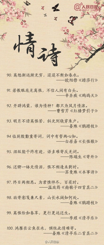 人民日?qǐng)?bào)-100句絕美情詩(shī)，值得珍藏！寫(xiě)給心愛(ài)的TA