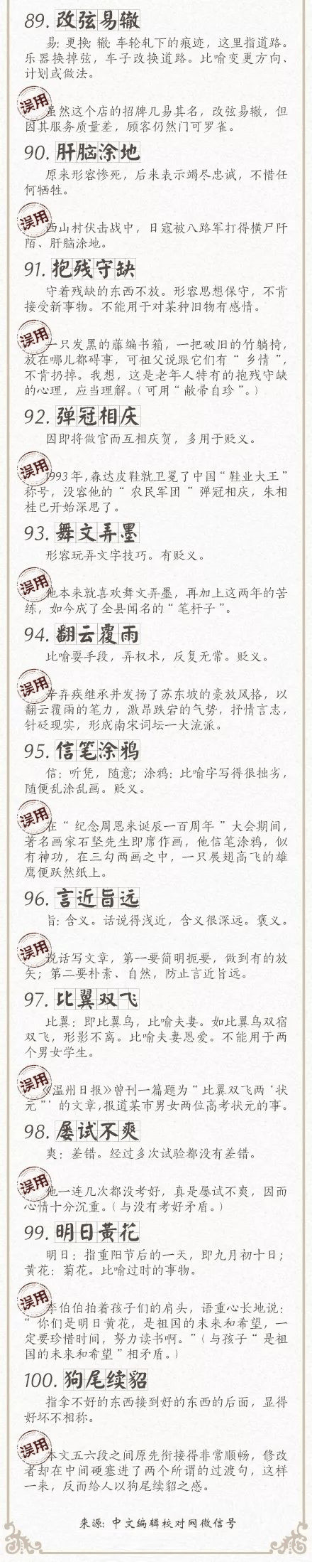 人民日?qǐng)?bào)總結(jié)了100個(gè)最常被誤用的成語(yǔ)，給孩子看看，別再用錯(cuò)了！