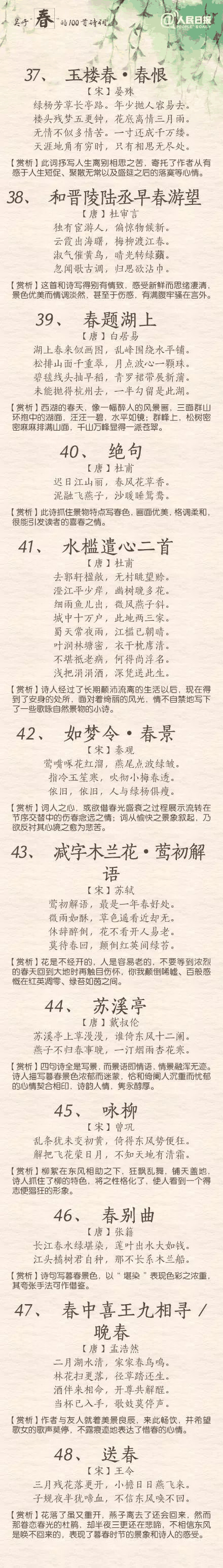 人民日?qǐng)?bào)：100首春天唯美經(jīng)典詩詞，為孩子收藏！