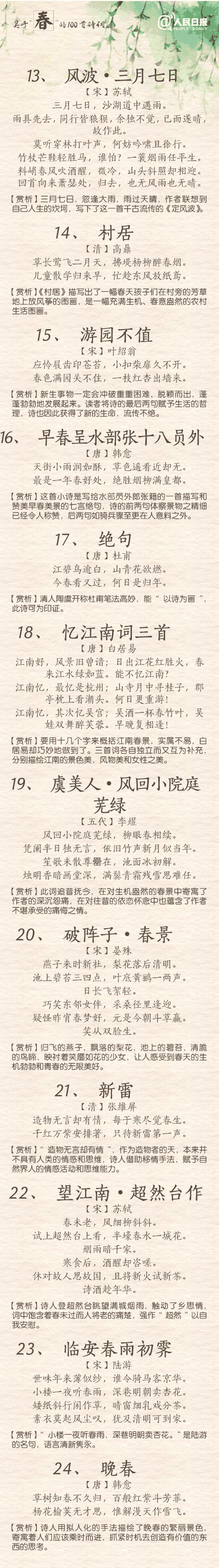 100首關(guān)于春的詩(shī)詞 與君共賞
