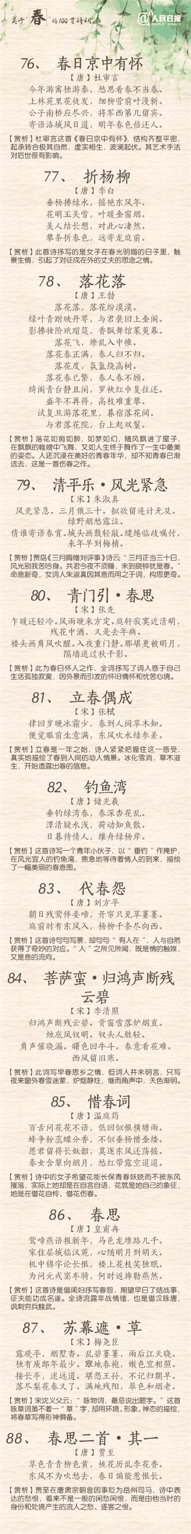 100首關(guān)于春的詩(shī)詞 與君共賞