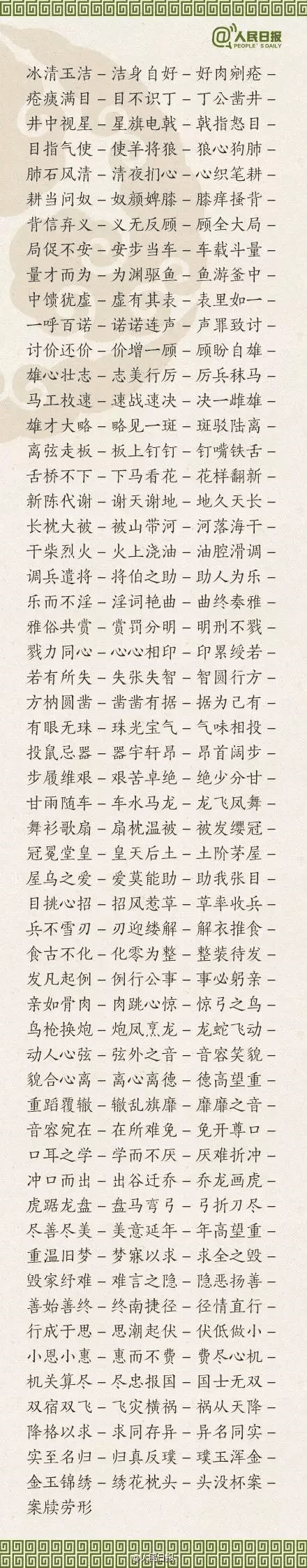 ?1500個成語接龍，貼在墻上，和孩子常玩，語文成績想不好都難！