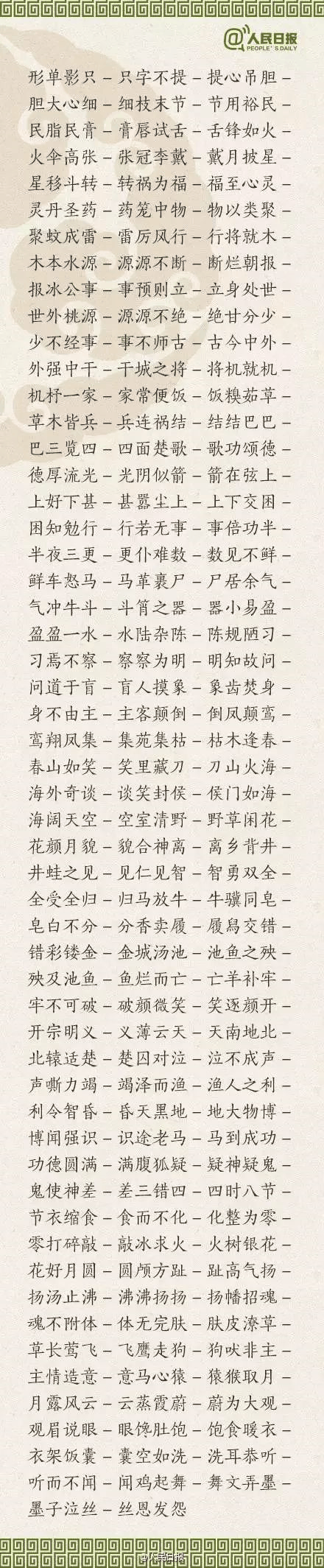 ?1500個成語接龍，貼在墻上，和孩子常玩，語文成績想不好都難！